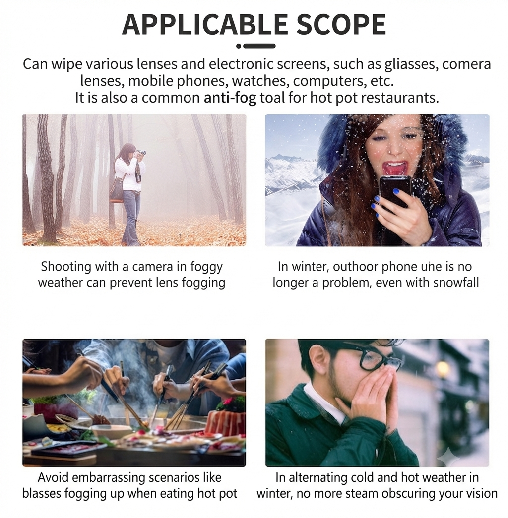 🔥Disposable Anti-Fog Lens Cleaning Wipes For Glasses & Helmets