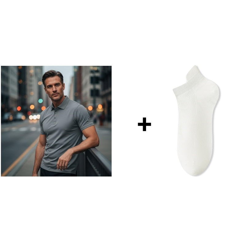 📢📢GRANDI SALDI!!⏰50% DI SCONTO!!Maglietta da uomo a maniche corte con colletto, in tessuto ad asciugatura rapida