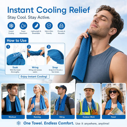 ⏰Summer Sale Buy 1 Get 1 Free❄💦Cold Sweat Towel You Can Use Anywhere, Anytime! Reusable Soft Absorbent Cooling Portable– UK Ready! 🇬🇧
