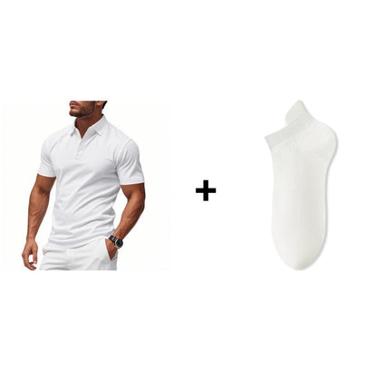 📢📢GRANDI SALDI!!⏰50% DI SCONTO!!Maglietta da uomo a maniche corte con colletto, in tessuto ad asciugatura rapida