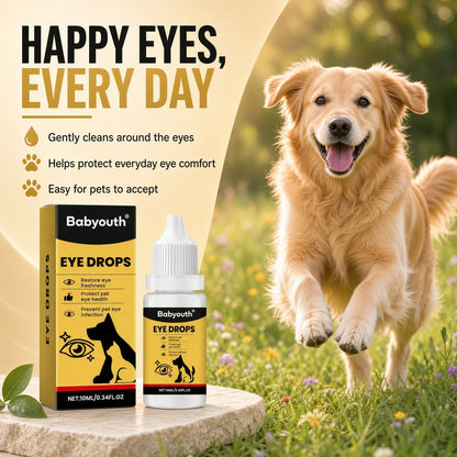 Babyouth Eye Care Solution for Cats and Dogs—for daily tear stain cleaning; supports eye comfort for cataract concerns, gentle care, mild formula, and easy to use.