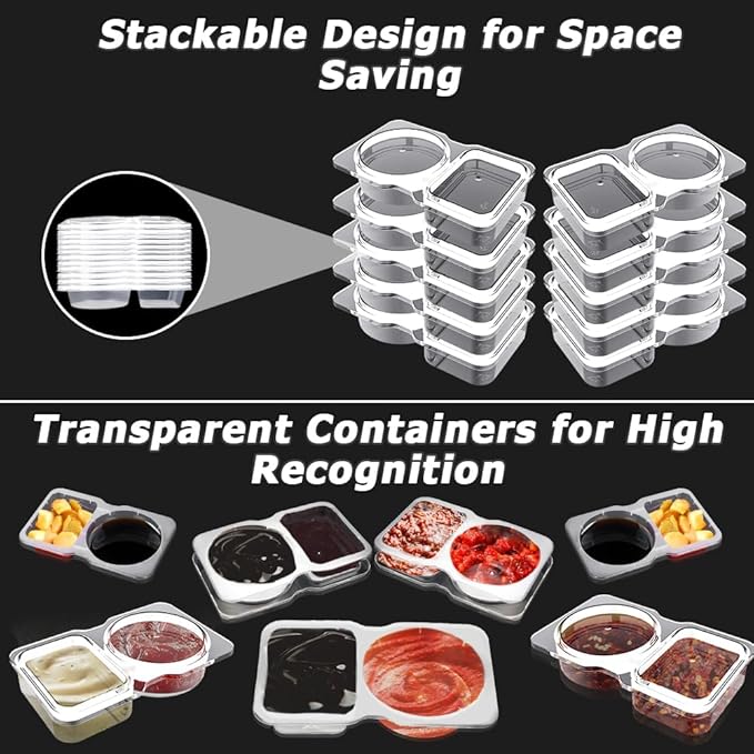 💥BUY 5 GET 5 FREE💥🥐Double Compartment Snack Containers With Lids