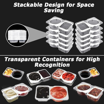 💥BUY 5 GET 5 FREE💥🥐Double Compartment Snack Containers With Lids