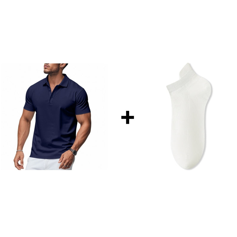 📢📢GRANDI SALDI!!⏰50% DI SCONTO!!Maglietta da uomo a maniche corte con colletto, in tessuto ad asciugatura rapida