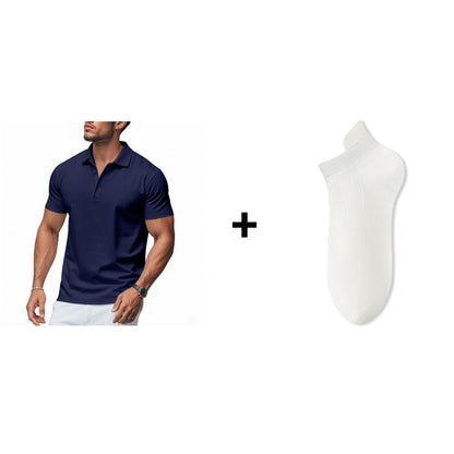 📢📢GRANDI SALDI!!⏰50% DI SCONTO!!Maglietta da uomo a maniche corte con colletto, in tessuto ad asciugatura rapida