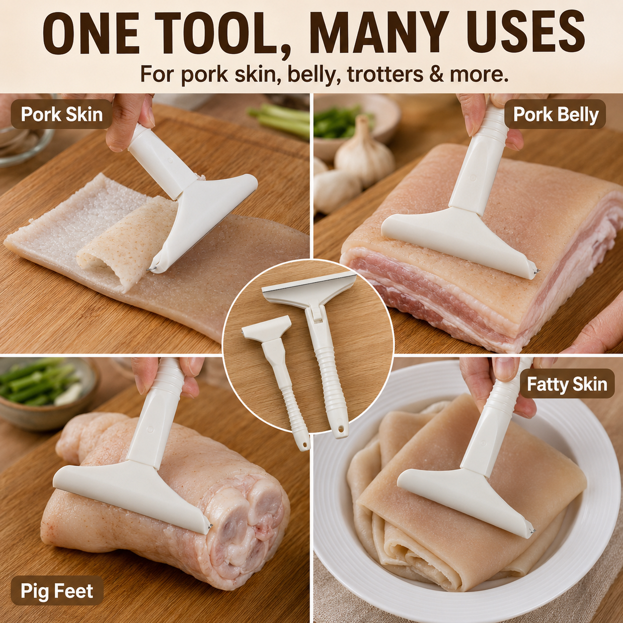 🔪Stainless Steel Beef & Pork Skin Scraping Razor (With 10 Blades)