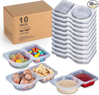 💥BUY 5 GET 5 FREE💥🥐Double Compartment Snack Containers With Lids