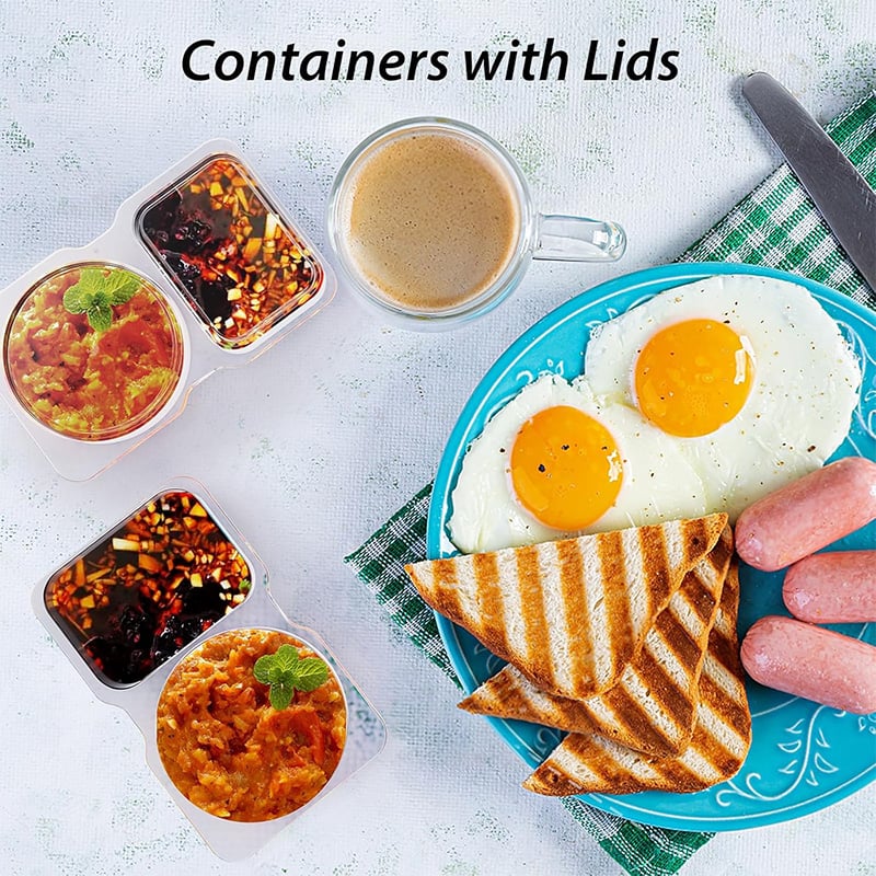 💥BUY 5 GET 5 FREE💥🥐Double Compartment Snack Containers With Lids