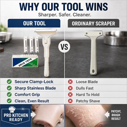 🔪Stainless Steel Beef & Pork Skin Scraping Razor (With 10 Blades)