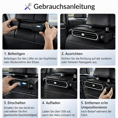 🔥 Kabelloser Universal-Autositzlüfter für Vorder- und Rücksitze, Hitzeentlastendes Luftbelüftungskissen, verhindert verschwitzte, klebrige Rücken bei heißen Sommerfahrten