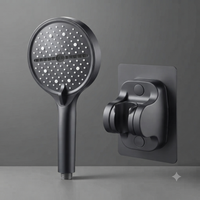 Gray pressurized shower head with no-drill bracket