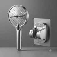 Silver pressurized shower head with no-drill bracket