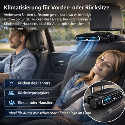 🔥 Kabelloser Universal-Autositzlüfter für Vorder- und Rücksitze, Hitzeentlastendes Luftbelüftungskissen, verhindert verschwitzte, klebrige Rücken bei heißen Sommerfahrten