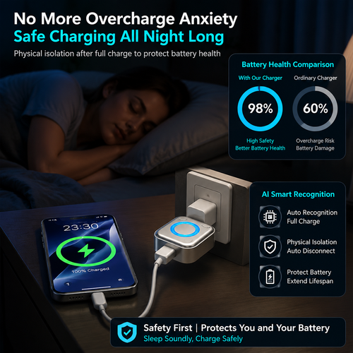 ⚡ Intelligent Auto Power-Off Charger for Safer Overnight Charging and Longer Battery Life