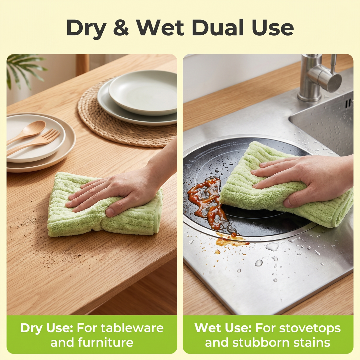 ✨Bamboo Fiber Microfiber Tear-Off Antibacterial Cleaning Cloth