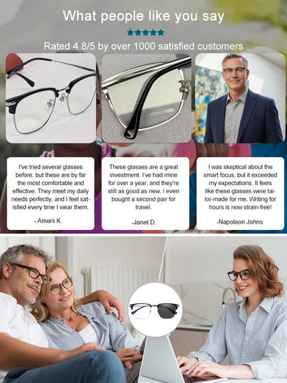 🎁70% Off🔥Ultra Light Anti Blue Presbyopic Glasses-👓Intelligent Zoom 100°-500° (Auto Recognition)