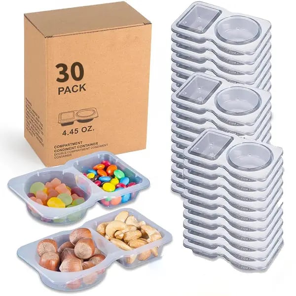 💥BUY 5 GET 5 FREE💥🥐Double Compartment Snack Containers With Lids