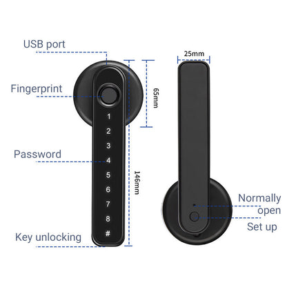🔥Sale 50% Off🔥 Fingerprint Smart Door Lock Handle with Bluetooth APP control📱🔒