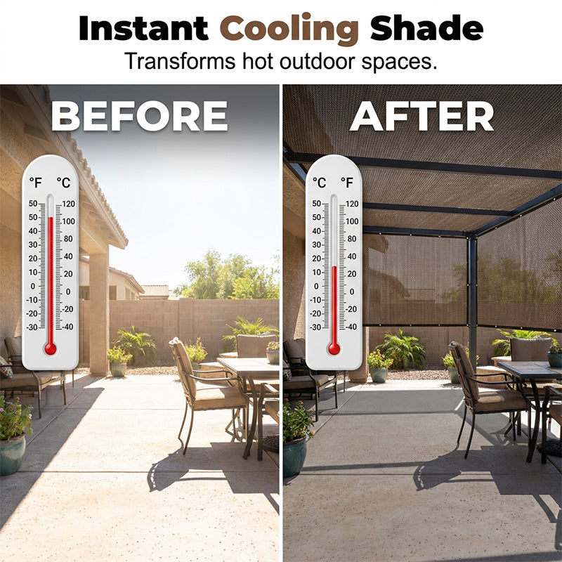 ☀UV rays burn plants & overheat parked cars? HDPE shade net with metal grommets blocks sun, repels bugs and resists light rain!