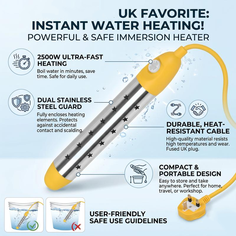 🛁 50% OFF NOW! ⏰ Safe Anti-Scald Immersion Heater for Travel