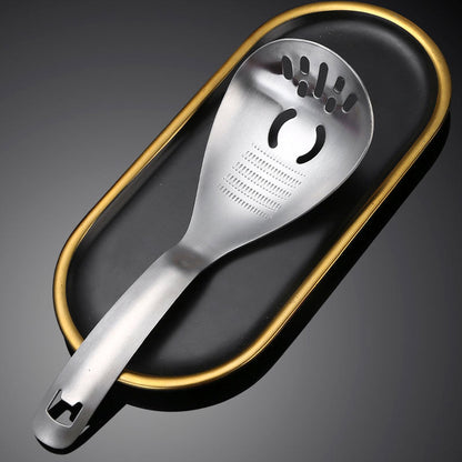 Multipurpose Stainless Steel Kitchen Spoon‑2‑in‑1 Cooking Utensil with Grater & Drain Holes, Multi‑Function Skimmer Spoon for Straining, Stirring, Grating Ginger Garlic