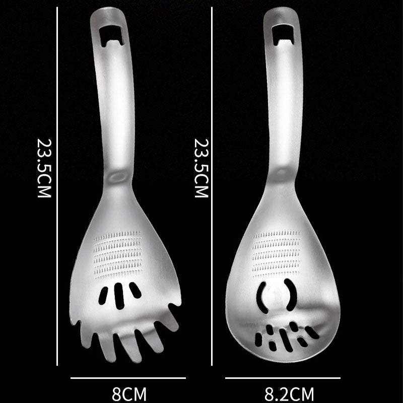Multipurpose Stainless Steel Kitchen Spoon‑2‑in‑1 Cooking Utensil with Grater & Drain Holes, Multi‑Function Skimmer Spoon for Straining, Stirring, Grating Ginger Garlic