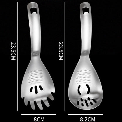 Multipurpose Stainless Steel Kitchen Spoon‑2‑in‑1 Cooking Utensil with Grater & Drain Holes, Multi‑Function Skimmer Spoon for Straining, Stirring, Grating Ginger Garlic