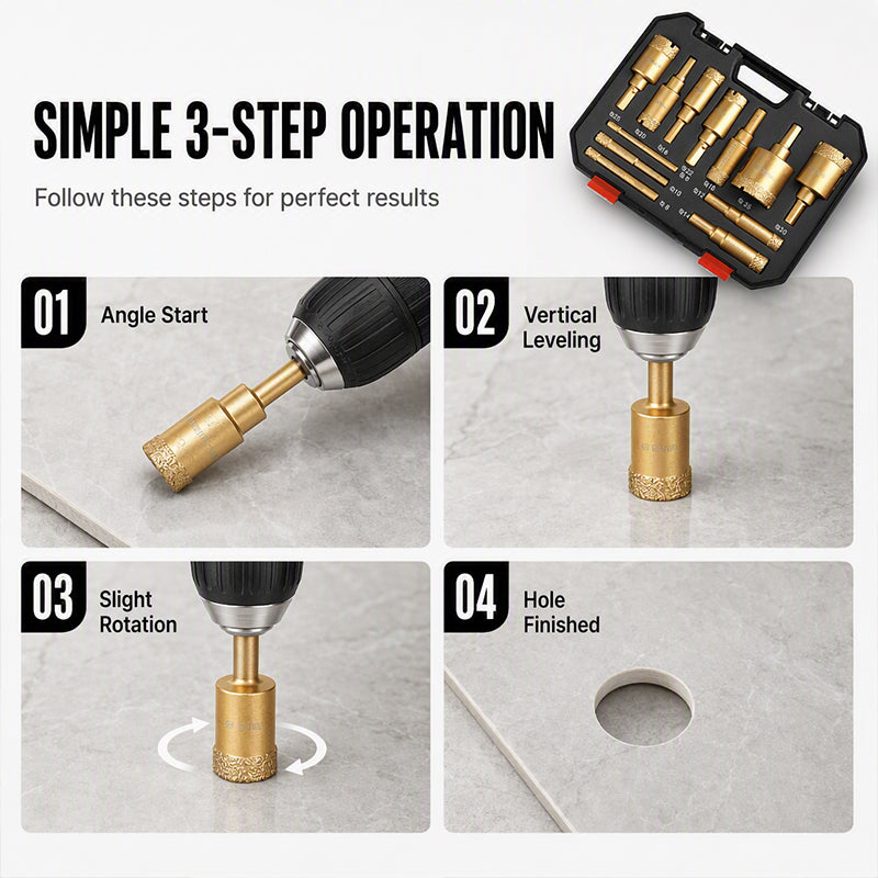 🛠️12-Piece Dry Diamond Tile Hole Saw Kit