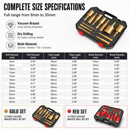 🛠️12-Piece Dry Diamond Tile Hole Saw Kit