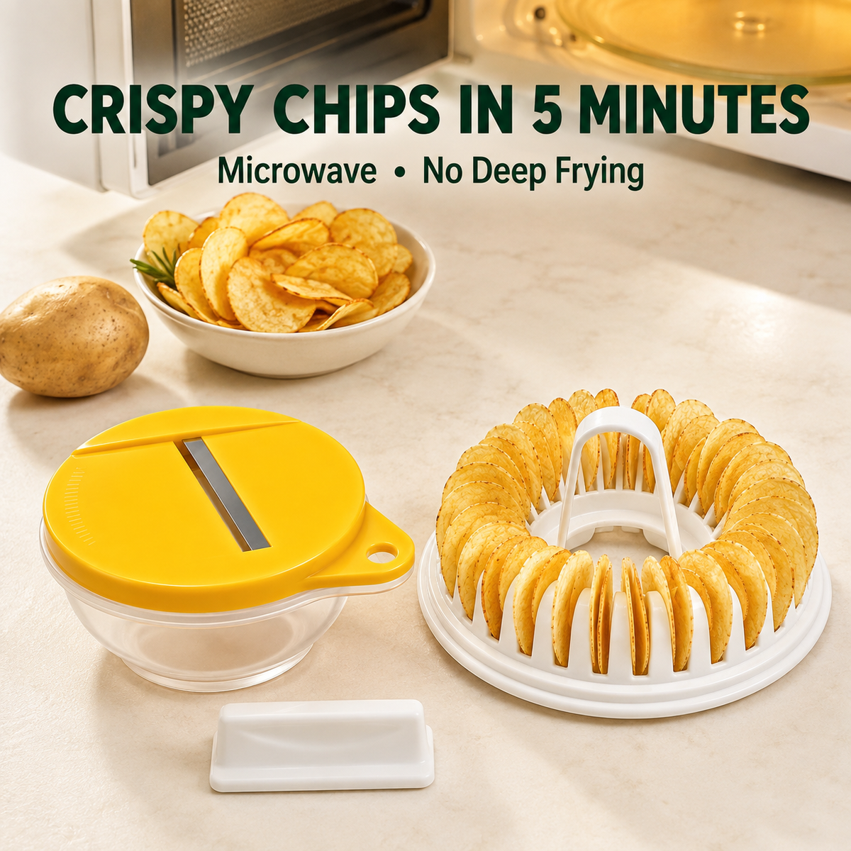Microwave Potato Chip Maker with Slicer Bowl Set