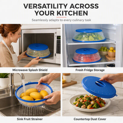🍲✨ Buy One Get One Free – 2-in-1 Foldable Microwave Oven Splash Cover