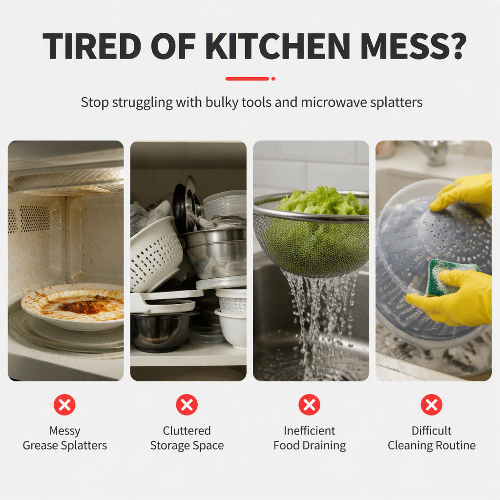 🍲✨ Buy One Get One Free – 2-in-1 Foldable Microwave Oven Splash Cover