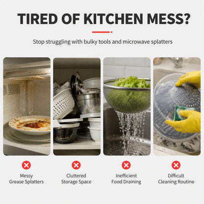 🍲✨ Buy One Get One Free – 2-in-1 Foldable Microwave Oven Splash Cover
