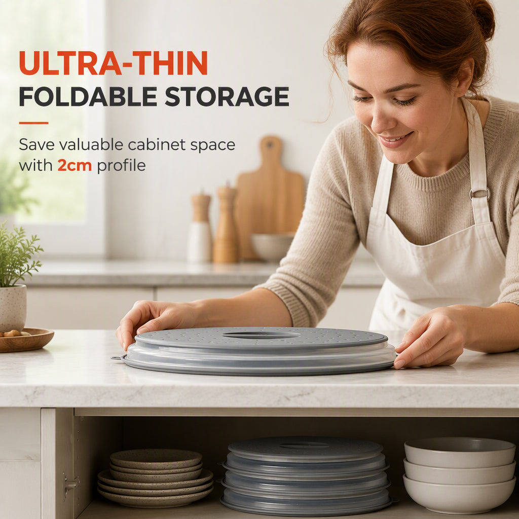 🍲✨ Buy One Get One Free – 2-in-1 Foldable Microwave Oven Splash Cover