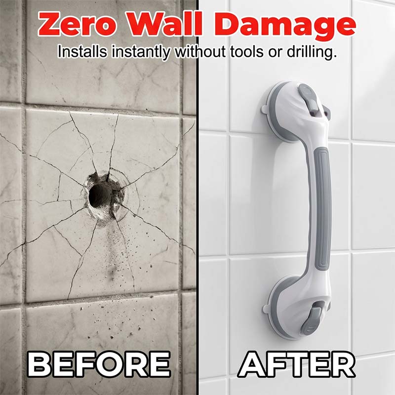 📢📢50% OFF NOW!! ⏰No-drill Suction Safety Grab Bar – Stable Support Handle for Bathroom, Shower & Toilet