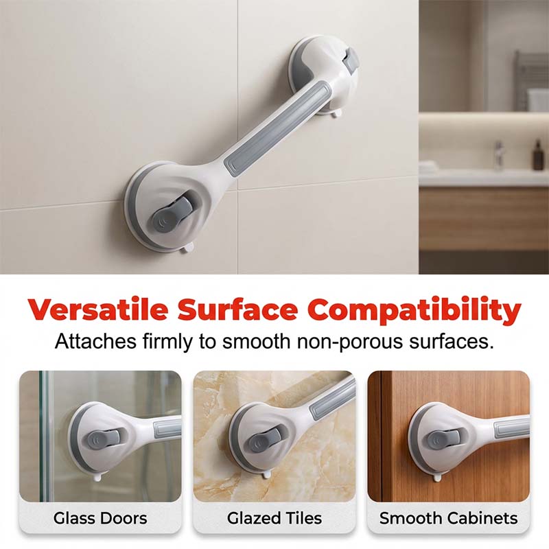 📢📢50% OFF NOW!! ⏰No-drill Suction Safety Grab Bar – Stable Support Handle for Bathroom, Shower & Toilet