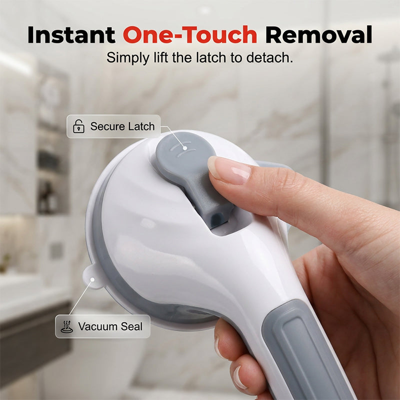 📢📢50% OFF NOW!! ⏰No-drill Suction Safety Grab Bar – Stable Support Handle for Bathroom, Shower & Toilet