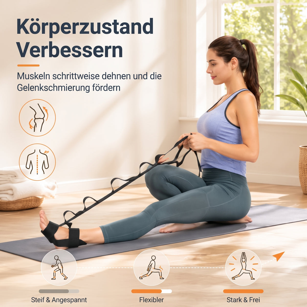 🔥Kauf 1, erhalte 1 gratis🔥 Multifunktionaler Fuß- & Beindehnungsgurt – Training & Rehabilitation