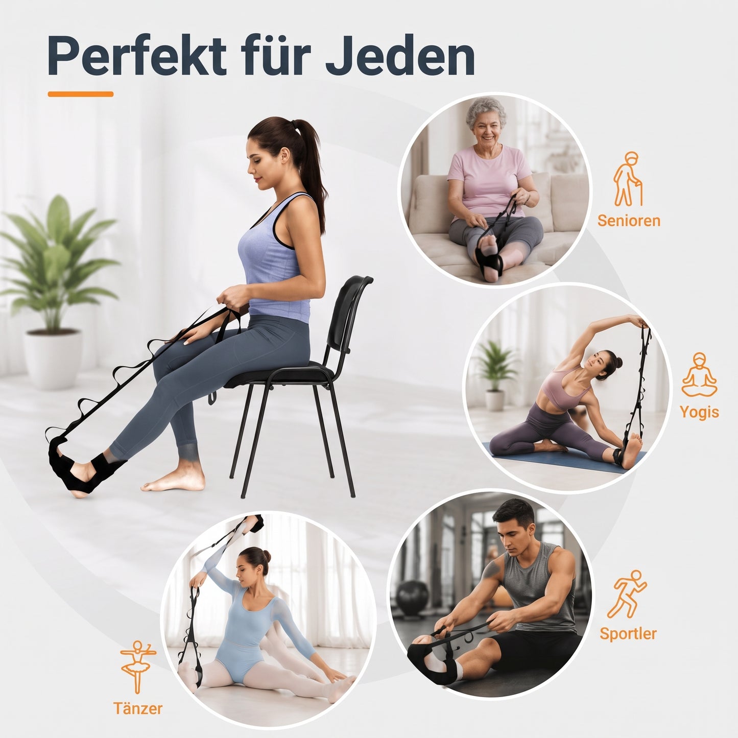 🔥Kauf 1, erhalte 1 gratis🔥 Multifunktionaler Fuß- & Beindehnungsgurt – Training & Rehabilitation